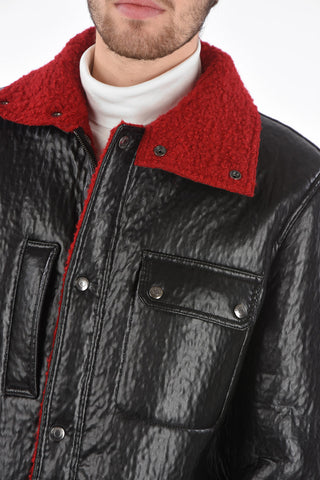 ecoleather snap button and full zip outerwear jacket