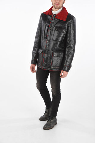 ecoleather snap button and full zip outerwear jacket
