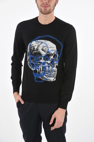 maglia girocollo con ricamo teschio