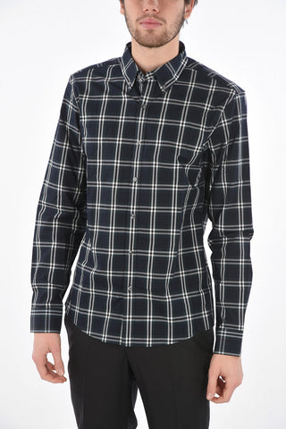 Camicia Tartan in Cotone con Collo Button Down