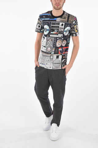 Crew Neck RADIO T-Shirt with All-Over Prints