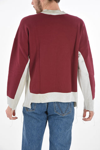 Contrasting Band Crew Neck Sweatshirt with Printed Logo