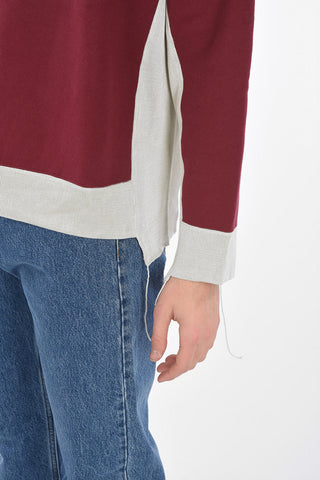 Contrasting Band Crew Neck Sweatshirt with Printed Logo