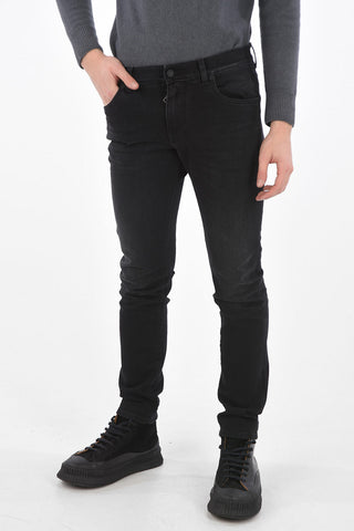 4 Pockets SLIM FIT Denims with Leather Details 16cm