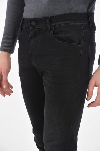 4 Pockets SLIM FIT Denims with Leather Details 16cm