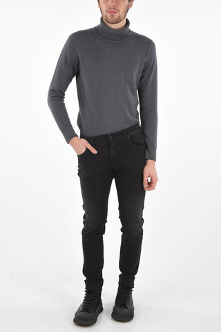 4 Pockets SLIM FIT Denims with Leather Details 16cm