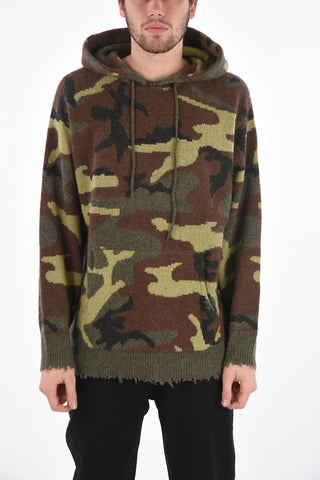 cashmere camouflage sweater with hood