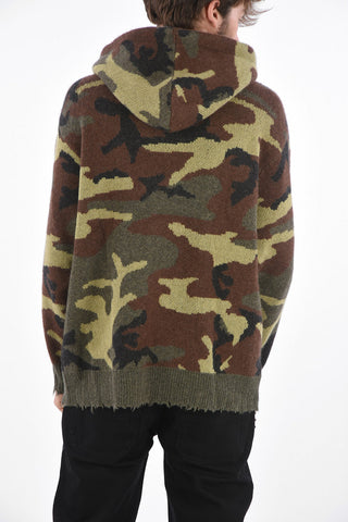 cashmere camouflage sweater with hood