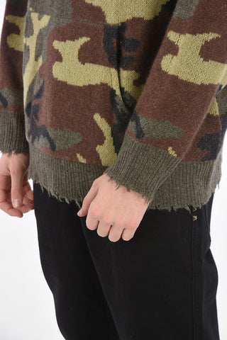 cashmere camouflage sweater with hood