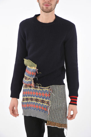 MM10 Crew Neck Pullover with Patchwork Details