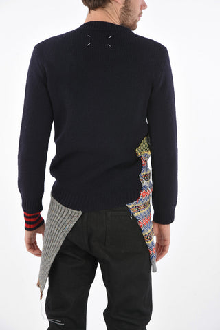 MM10 Crew Neck Pullover with Patchwork Details
