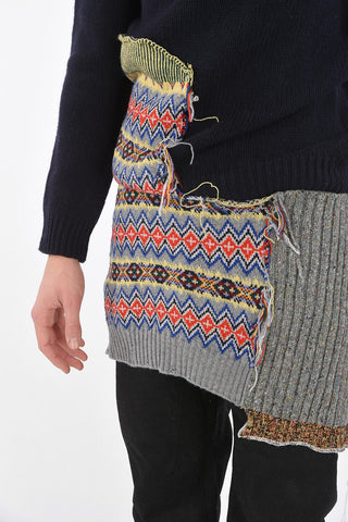 MM10 Crew Neck Pullover with Patchwork Details