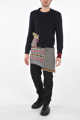 MM10 Crew Neck Pullover with Patchwork Details