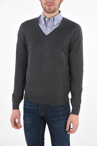 Maglia in Lana Pettinata con Collo a V