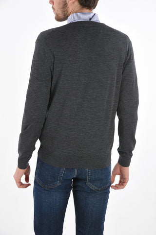 Maglia in Lana Pettinata con Collo a V