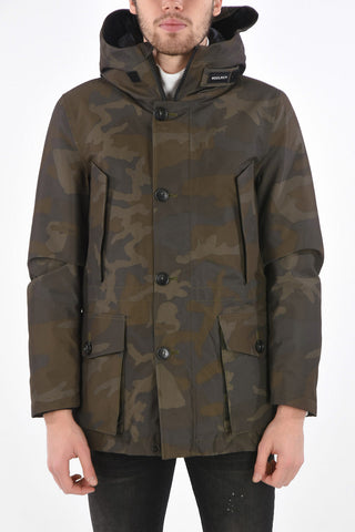 camouflage down jacket with hood