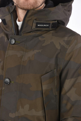 camouflage down jacket with hood