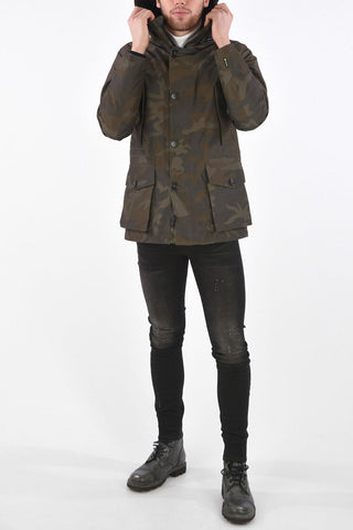 camouflage down jacket with hood