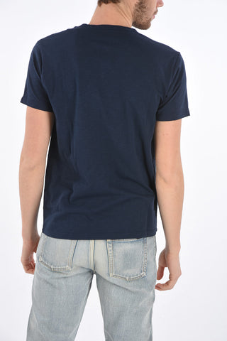 Raw-cut V Neck T-Shirt with Breast-pocket