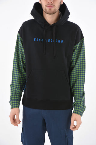 Hoodie with Gingham Sleeves and Back Part