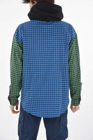 Hoodie with Gingham Sleeves and Back Part