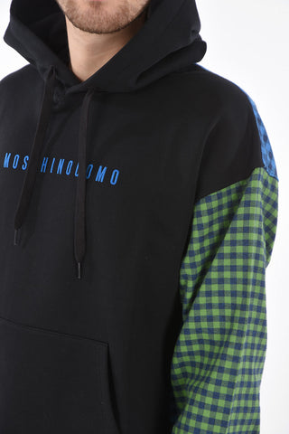Hoodie with Gingham Sleeves and Back Part