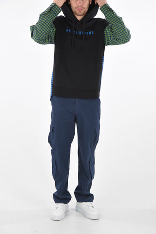 Hoodie with Gingham Sleeves and Back Part