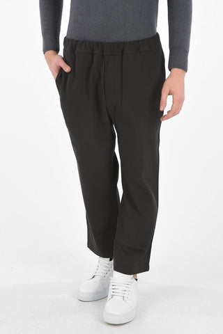 Pantaloni Crop in Cotone con Elastico in Vita