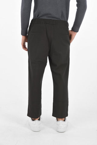 Pantaloni Crop in Cotone con Elastico in Vita