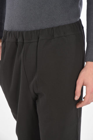 Pantaloni Crop in Cotone con Elastico in Vita