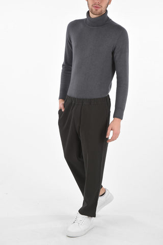 Pantaloni Crop in Cotone con Elastico in Vita