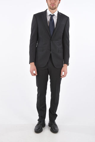 Lined Suit with Notch Lapel and Flap Pockets