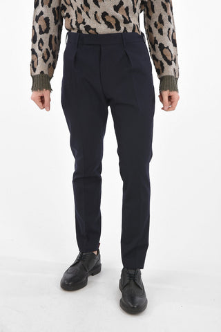 pantalone a una pince in lana vergine