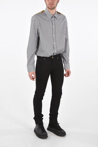 5 Pocket TAYLOR FIT Denims with Jewel Buttons and Embroidered Logo