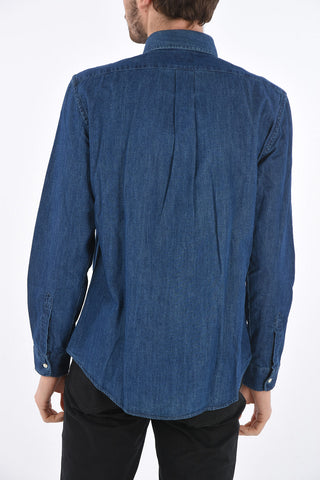 Button Down Collar Denim Shirt with Breast-pocket