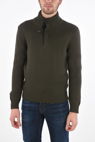 Turtleneck Virgin Wool Sweater with Zip and Carabiner