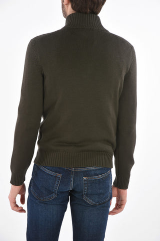 Turtleneck Virgin Wool Sweater with Zip and Carabiner