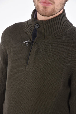 Turtleneck Virgin Wool Sweater with Zip and Carabiner