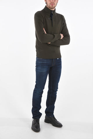 Turtleneck Virgin Wool Sweater with Zip and Carabiner