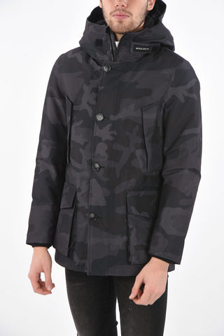 camouflage down jacket with hood