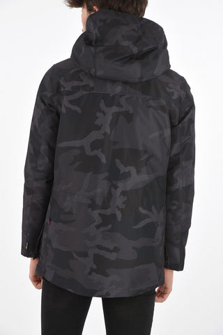 camouflage down jacket with hood