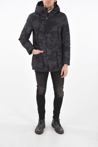 camouflage down jacket with hood