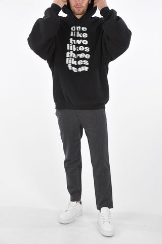 Worn Effect BOMBER FIT Hoodie with Prints