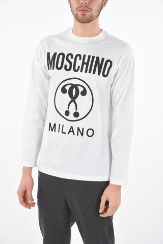 T-Shirt Girocollo a Maniche Lunghe con Maxi Logo