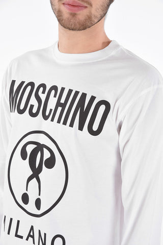 T-Shirt Girocollo a Maniche Lunghe con Maxi Logo