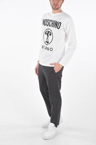 T-Shirt Girocollo a Maniche Lunghe con Maxi Logo