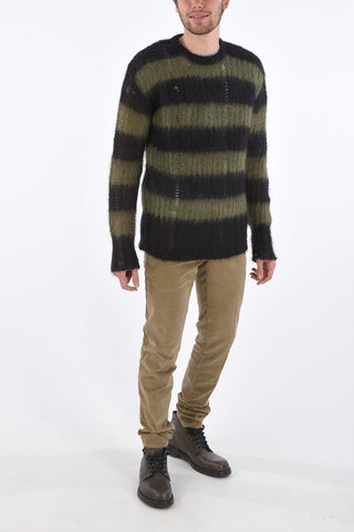striped crew-neck sweater