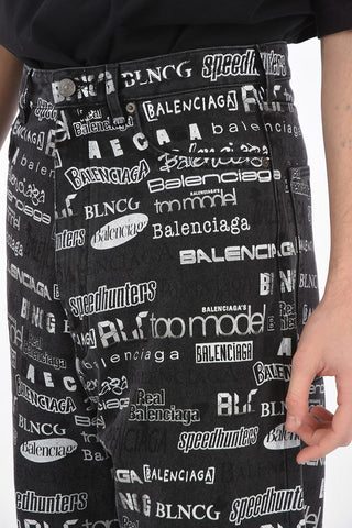 Baggy Denims with All-Over Logo