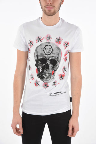 rhinestone embellished skull T-shirt