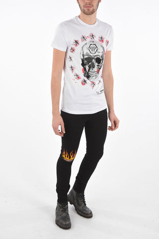 rhinestone embellished skull T-shirt